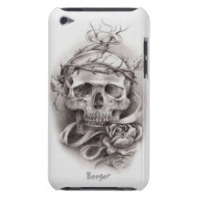 Ipod bt - Skull with Crown of Thorns Barely There iPod Covers
