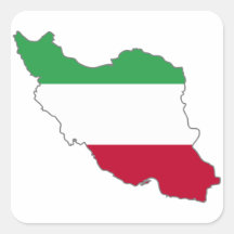 Iran Tricolor Flag Map Sticker