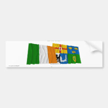 Ireland and Four-Province Waving Flags Bumper Sticker