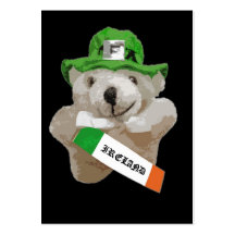 Ireland, Irish Leprechaun Teddy Bear, Black Business Card Templates