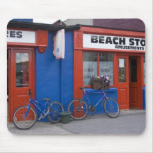 Ireland, Strandhill. Storefronts with bicycles Mouse Pads