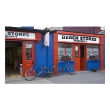 Ireland, Strandhill. Storefronts with bicycles Photo Art