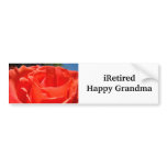 iRetired bumper stickers Happy Grandma Red Rose bumper stickers