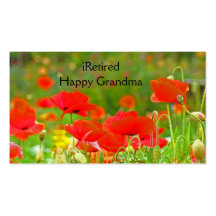 iRetired Grandma Business Cards Retirement Poppies