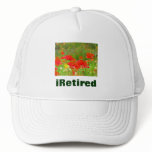 iRetired hats White custom Red Poppy Flowers