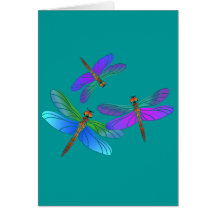 Iridescent Dive Bombing Dragonflies Greeting Card