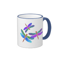 Iridescent Dive Bombing Dragonflies Mugs
