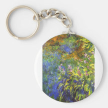 Iris at the sea-rose pond2 by Claude Monet Key Chains