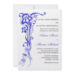 Iris & Dragonfly Royal Blue Wedding Invitation