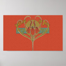 Iris: La-Flor-de-Iris Flower Cigar Ad Poster