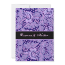 Iris Purple Vintage Damask  Wedding Invitation