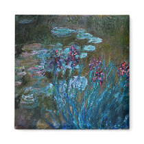 Irises and Water Lilies, Claude Monet Fridge Magnets