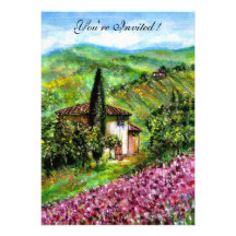 IRISES IN TUSCANY,Green Purple Flower Field Personalized Invite
