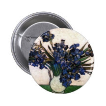 Irises in Vase by Vincent Van Gogh Pinback Button