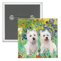 Irises - Two Westies Pins
