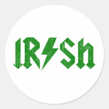 Irish AC/DC Green Round Stickers