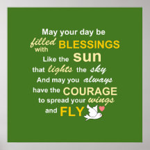 Irish Blessing for Courage - Typography in green Print