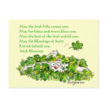 Irish Blessings Cartoon Rabbit Shamrocks Postcard
