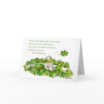 Irish Blessings Cartoon Shamrocks Cards by zooogle
