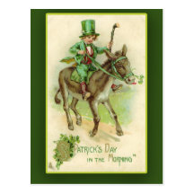 Irish Boy on Donkey St. Patrick's Day Cards Postcards