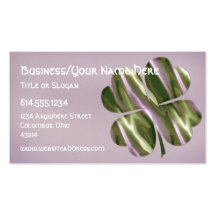 Irish Business Card :: Green & Lilac 4 Leaf Clover