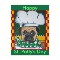 Irish Chef Pug Post Card
