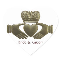 Irish Claddagh heart Gold Wedding Seals Sticker