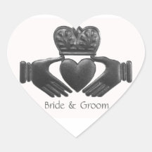 Irish Claddagh Heart shaped Love Symbol Heart Stickers