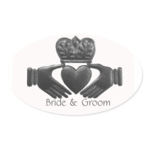 Irish Claddagh Love Symbol Oval Stickers