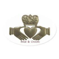 Irish Claddagh Oval Gold Wedding Seals Oval Stickers