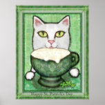 Irish Coffee Cat, St. Patrick's Day Art Print