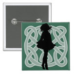 Irish Dancer Celtic Green Button