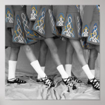 Irish Dancers Black and White Colour Embroidery