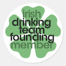 Irish Drinking Team Founding Member Clover Round Sticker