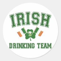 Irish Drinking Team Round Sticker