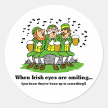 Irish eyes are smiling round stickers