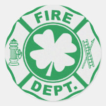 Irish Fire Dept Round Stickers