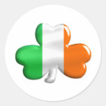 Irish Flag Clover Round Sticker