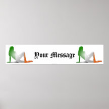 Irish Girl Silhouette Flag Banner Poster