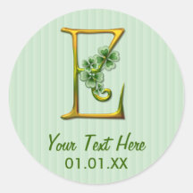 Irish Gold Monogram E Round Sticker