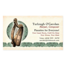 Irish Harp Business Cards, Style 1, Horizontal