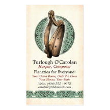 Irish Harp Business Cards, Style 1, Vertical