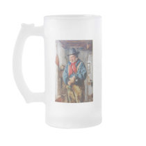 Irish Man Puts Whiskey Into Flask Drinks Glass Mug