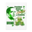 Irish Obama Drink Beer Stimulus Gifts postcards