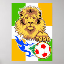 Irish or Côte d'Ivoire Soccer Lion Poster posters