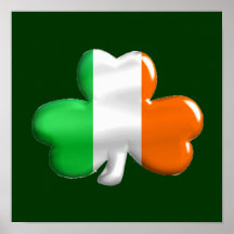 Irish Shamrock Clover Flag Poster