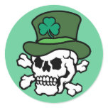 Irish Skull Round Stickers
