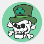 Irish Skull Round Stickers