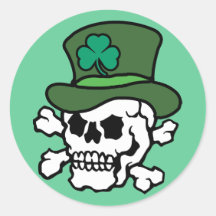 Irish Skull Round Stickers