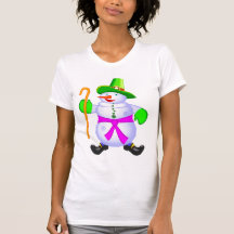 Irish Snowman-Ladies T Shirt Top Christmas Holiday